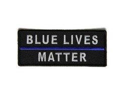 BLUE LIVES MATTER 4&quot; x 1.75&quot; iron on patch (5070) Thin Blue Line Police (C56) - £4.65 GBP