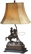 Sculpture Table Lamp Cowboy Roper Horse Southwestern Hand Painted OK Casting - £510.92 GBP