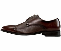 Made To Order Brown Color Rounded Cap Toe Formal Dress Stylish Men Lace Up Shoes - £119.89 GBP+