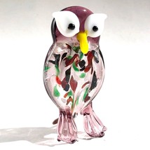 Fitz &amp; Floyd Glass Owl Figurine Hand Blown Art Glass Venetian Foil purpl... - £10.19 GBP