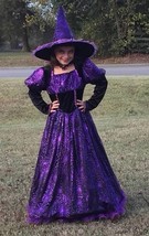 Deluxe Halloween Black/Purple Witch Costume W/Hat ~ Wig &amp; Broom Size 10-12 - $647.33 MXN