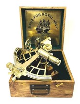 10&quot; Polished Brass Sextant Marine Nautical Collectible Ship Astrolabe With Box - £157.07 GBP