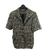 Yadafushi Tweed Blazer Jacket Button Front Pockets Lined Black Beige Siz... - $79.99