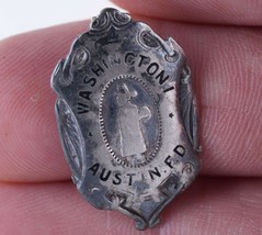 c1880&#39;s Austin Texas Fire Department Washington 1 Sterling Pin badge - £1,938.83 GBP