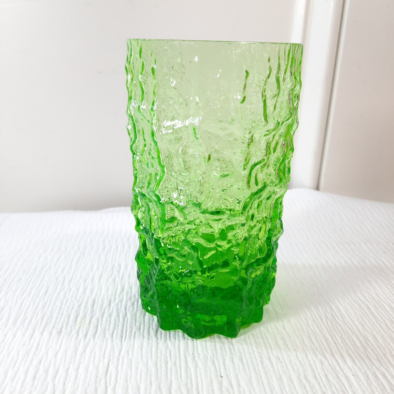Vintage Selezione IVV Italian Crystal Glacier Ice Bark Glass Tumbler gre... - $50.00