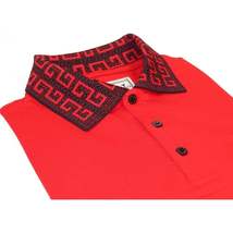 Men Sports Shirt DE-NIKO Short Sleeves Cotton Fashion Polo Shirt DBK109 Red image 4