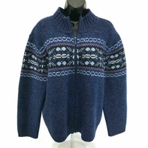 Vintage Talbots 100% Wool Christmas Cardigan M Full Zip Fair Isle Nordic... - £34.41 GBP