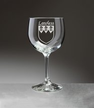 Lawless Irish Coat of Arms Red Wine Glasses - Set of 4 (Sand Etched) - £54.35 GBP