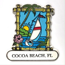 Cocoa Beach FL souvenir fridge magnet vintage 1992 rubber sailboat ocean... - £6.97 GBP