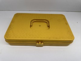 Vintage Sewing Thread Bobbin Box Case Wilson Wil-Hold Yellow Plastic 13&quot;... - $15.79