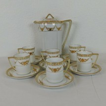 Antique Nippon Spoke Mark Hand Painted Chocolate Pot 6 Demitasse Cups Saucers - £114.12 GBP