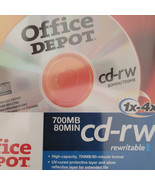 Office Depot 12 Pack CD-RW 1X-4X Speed 700MB 80Min Music Data Photos Sealed - £6.67 GBP
