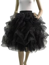 Black Ruffle Tulle Midi Skirt Women Custom Plus Size Holiday Tulle Skirt image 4