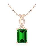 ANGARA 1.54 Ctw Lab Grown Emerald Pendant with Lab Diamond in 14K Solid ... - $1,601.10