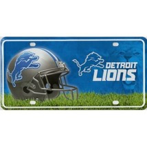 detroit lions nfl football team logo on helmet metal license plate usa made - £23.59 GBP