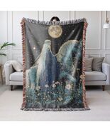 Mystical Princess Horse Woven Blanket Throw Fantasy Tapestry Fairytale Decor - $52.79 - $98.55