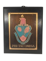 Vintage Phi Tau Omega Coat of Arms Wall Hanging Plaque 5” X 6” - $29.65