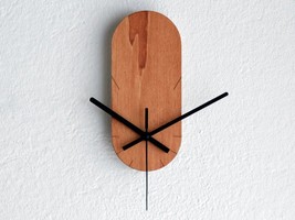 Cherry Wooden Wall Clock, Silent Minimalist Design with Second Hand, Tin... - $494.94 MXN