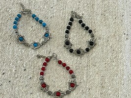 Blue hamsa hand bracelet - Red beads hamsa hand bracelet - Black hand bracelet  - £18.09 GBP