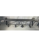 Longaberger Wrought Iron Wall Shelf Rack 4-Hook Black Matte Farmhouse Co... - $128.69