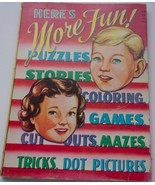 Vintage Here’s More Fun! Puzzles Stories Coloring Games Book 1951 - $13.70 CAD