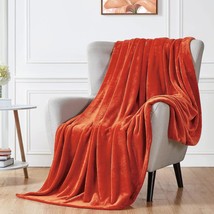 Fleece Blanket Plush Throw Fuzzy Lightweight (Throw Size 50X60 Orange) Super Sof - £15.97 GBP