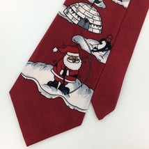 Vtg The Christmas Collection Light Wt. Santa Penguin Christmas Necktie #XO-178 - £12.65 GBP