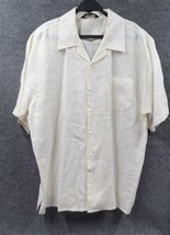 Classico Shirt Mens XL White Beige 100% Linen Button Up Short Sleeve Cas... - £38.26 GBP