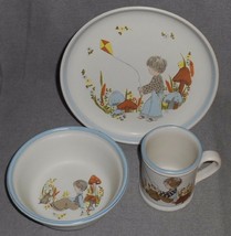 1980s 3 Pc Denby Dream Weavers Pattern Child&#39;s Set Made In England - £31.47 GBP