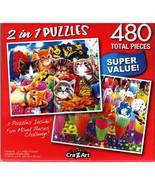 Playtime in the Garden / Sugary Shakes - Total 480 Piece 2 in 1 Jigsaw P... - £13.58 GBP