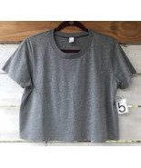 NWT Style 5 Jr. Wm.  size L T-Shirt Crop Top solid Heathered Gray S/S - $14.67
