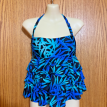 Vintage NWT Island escape Tahiti Bandini/Tankini siz 6 Aqua/blue&amp;black - $26.50