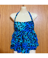 Vintage NWT Island escape Tahiti Bandini/Tankini siz 6 Aqua/blue&amp;black - $496.52 MXN
