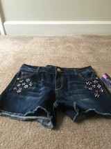 Cherokee Women&#39;s Juniors Jean Shorts Blue Denim Pockets Size XL - £26.03 GBP