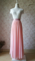 Blush Pink Chiffon Maxi Skirt Outfit Bridesmaid Plus Size Chiffon Skirt image 2