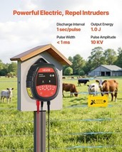 Electric Fence Charger 10kV 1J AC DC Electric Fence Energizer 1.86 Miles... - $74.03