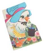 Vintage Happy Birthday To Mommy Greeting Card Die Cut Duck Garden Scene - £4.75 GBP