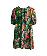 Eliza J Dress Womens 4 Green Floral Chiffon Tiered Puff Sleeve Tie Back ... - $27.28
