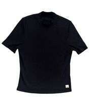 Vuori Feather Baby Tee Size XS S Black Ribbed Mock Neck Shirt Top Short ... - $29.52