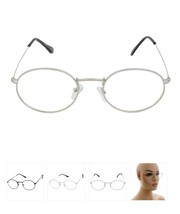 Retro Round Clear Lens Glasses Silver Frame Oval Eyewear Vintage Style U... - €12,03 EUR