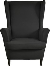 Hzdhclh Black Wingback Chair Slipcovers 2 Piece,Stretch Spandex Black Wing Chair - £28.48 GBP