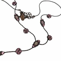 Vintage Park Lane Pink Rhinestone Flower Necklace 18&quot; cottagecore coquette - £9.51 GBP