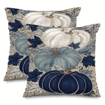 Contemporary Thanksgiving Fall Pillow Cases - Set of 2 - Blue Pumpkins - $19.79