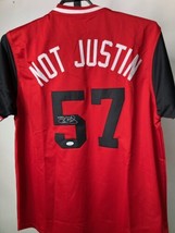 Shane Bieber Signed Not Justin Cleveland Red Baseball Jersey (JSA) WIT219017 - £98.68 GBP