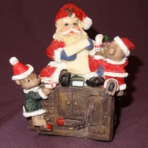 Santa Claus List Teddy Bear Music Box Christmas Resin - £15.66 GBP