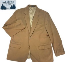 Ll Bean Blazer Mens 46R Brown Cashmere Wool Two Button Sport Coat Jacket - $55.79