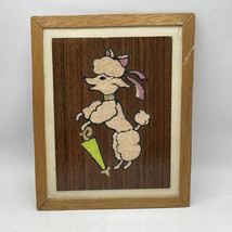 Framed Sand Painting Folk Art Poodle with Umbrella - $64.34