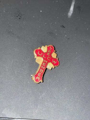 ULCW Life Member Pin Red 7 Gold Cross United Lutheran Church Women - $4.95