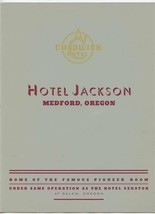 Hotel Jackson Menu Medford Oregon 1949 Home of Famous Pioneer Room  - £68.55 GBP