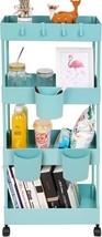 4 Tier Slim Rolling Utility Kitchen Cart Bathroom Organizer For Narrow Places - $43.98